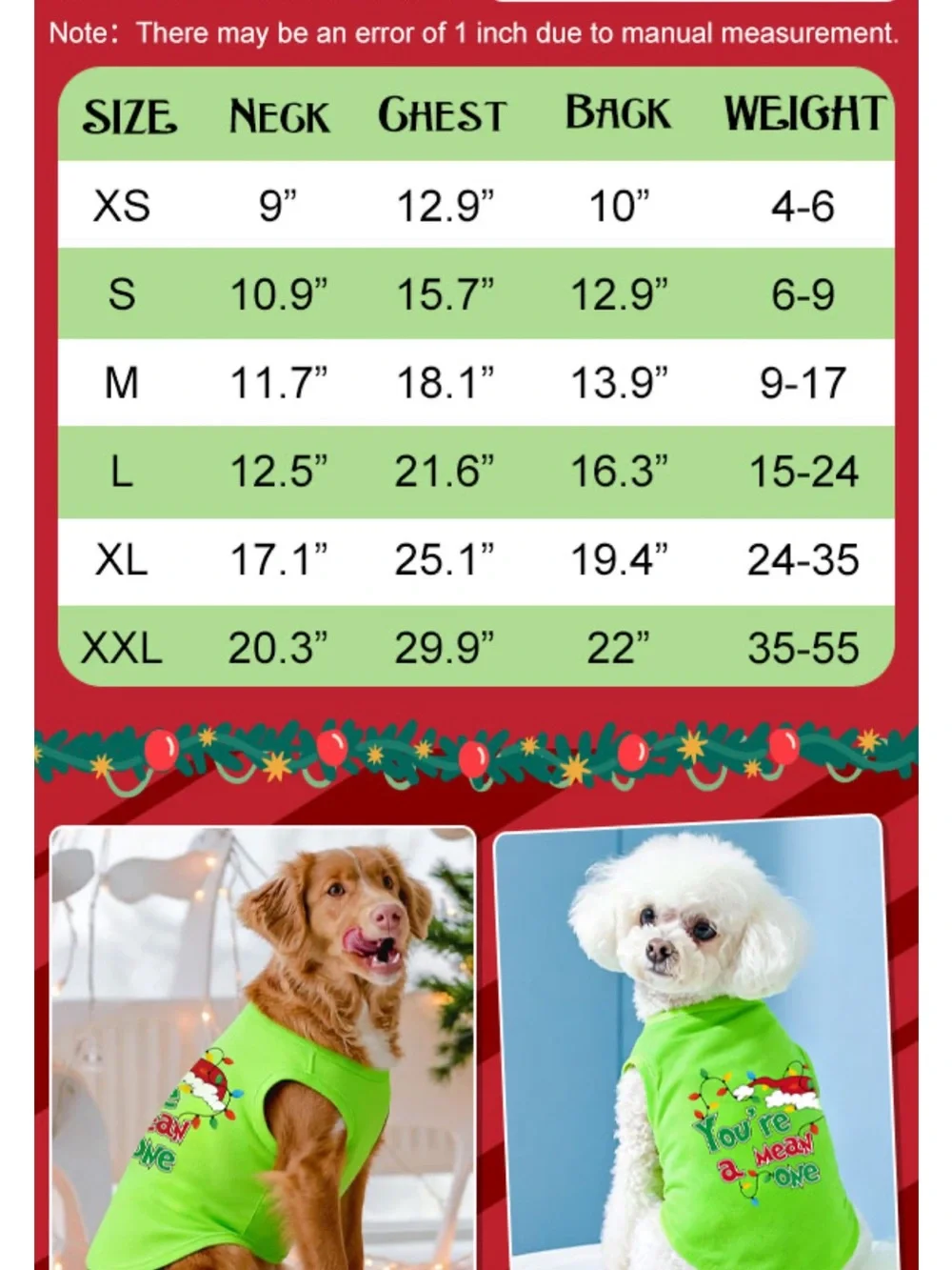 Grinch Green Dog Shirts - Holiday Graphic nwot new l/xl